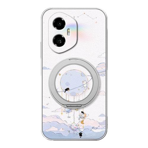 旋转猫咪适用荣耀400手机壳华为300ultra/200/100pro新款90gt磁吸支架旋转80/70/60se/power小羊皮女卡通可爱