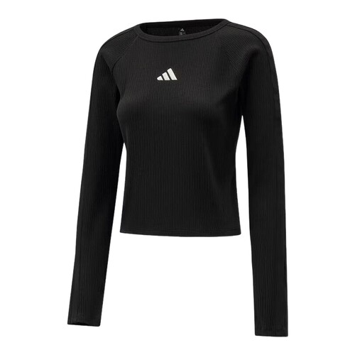 adidas阿迪达斯修身针织圆领上衣2026春女运动休闲长袖T恤 KZ1254