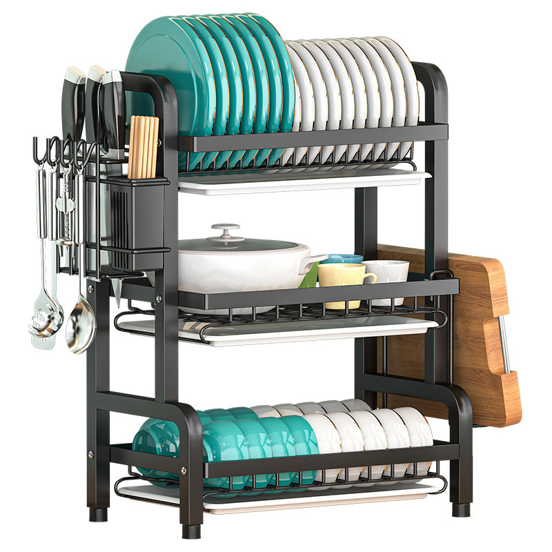 厨房置物架碗碟碗盘收纳架沥水架家用台面多功能放碗架碗筷免打孔