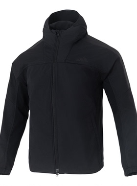 阿迪达斯男加绒外套官方正品2025新款秋冬保暖运动连帽外套KA1307