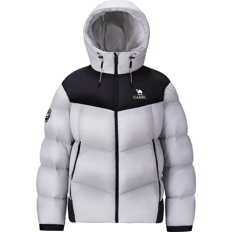 骆驼火山鹅绒服男秋冬季2025新款男装连帽保暖情侣面包羽绒服外套