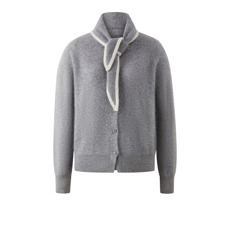 【100%绵羊毛】PRICH气质围巾领针织开衫2025年冬新品拉绒毛衣女