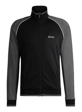 BOSS博斯 男士撞色滚边棉质混纺拉链夹克