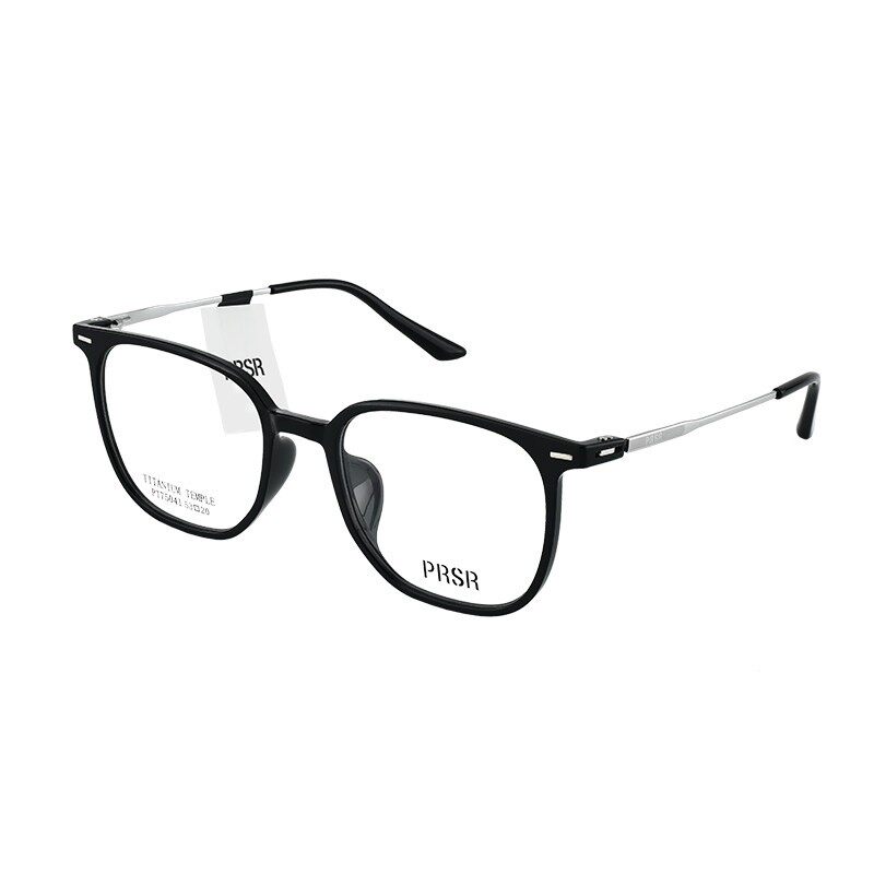 Prsr帕莎眼镜框经典黑色方框钛架男休闲素颜近视眼镜框女PT75041
