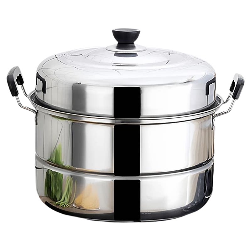 加厚大号蒸锅不锈钢双层家用二层蒸馍钢筋锅汤锅电磁炉煤气灶锅具