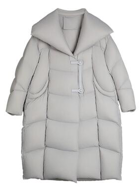 ELLE90白鸭绒翻领长款羽绒服女2025冬季新款厚实保暖气质时尚外套