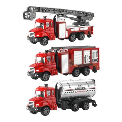 合金回力消防车云梯车油罐车模型收藏摆件大号玩具男孩玩具小汽车