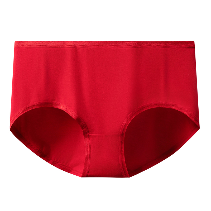 舒雅25年秋冬新品女士舒美棉烫金鸿运新年本命年马年红品三角内裤