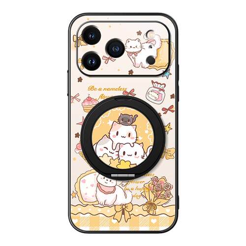 叠叠猫适用苹果16promax手机壳iphone15苹果17支点14新款13磁吸支架xs旋转11/12女款16plus卡通8plus磨砂软变