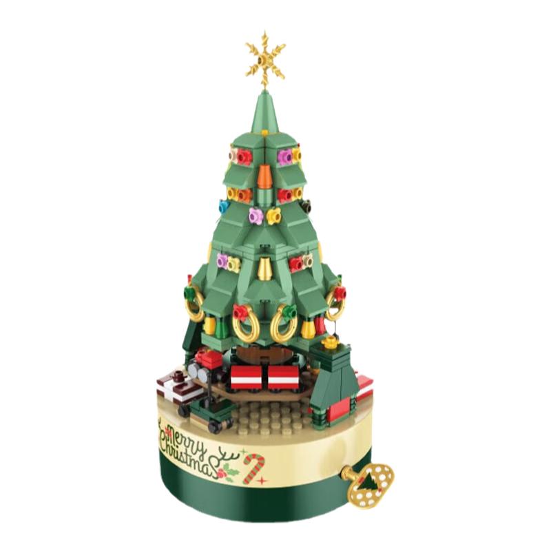 缤纷圣诞树积木八音盒圣诞节礼物女生拼装玩具桌面小摆件平安夜