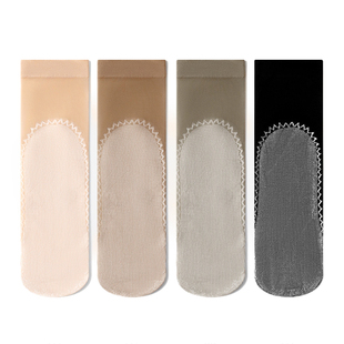 浪莎丝袜女夏季 短袜耐磨防勾夏天黑色加厚棉底丝袜女短筒袜子 薄款