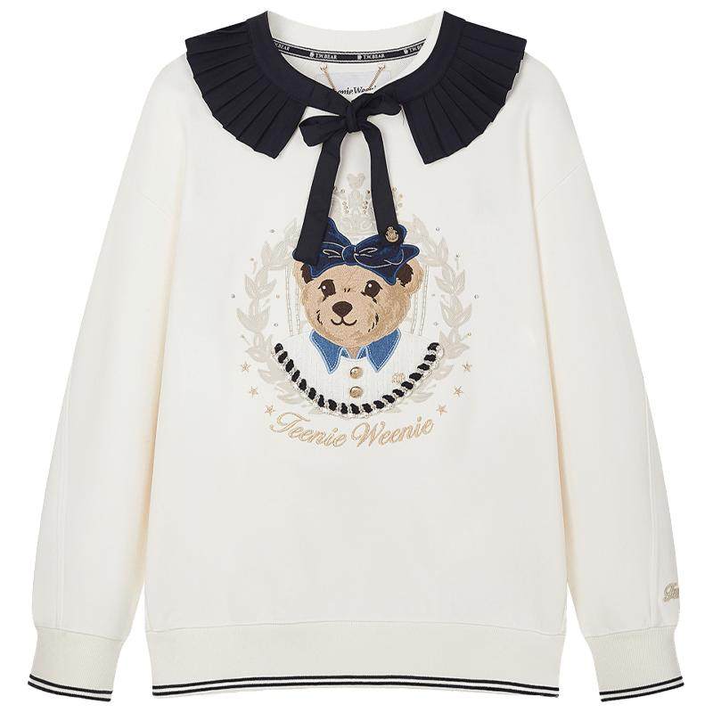TeenieWeenie小熊奥莱冬装甜美风少女感可拆卸琴褶领卫衣