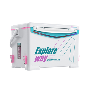 29L聚氨酯发泡四脚升降加厚硬钓鱼箱 化氏一味冰蓝粉钓箱全套新款