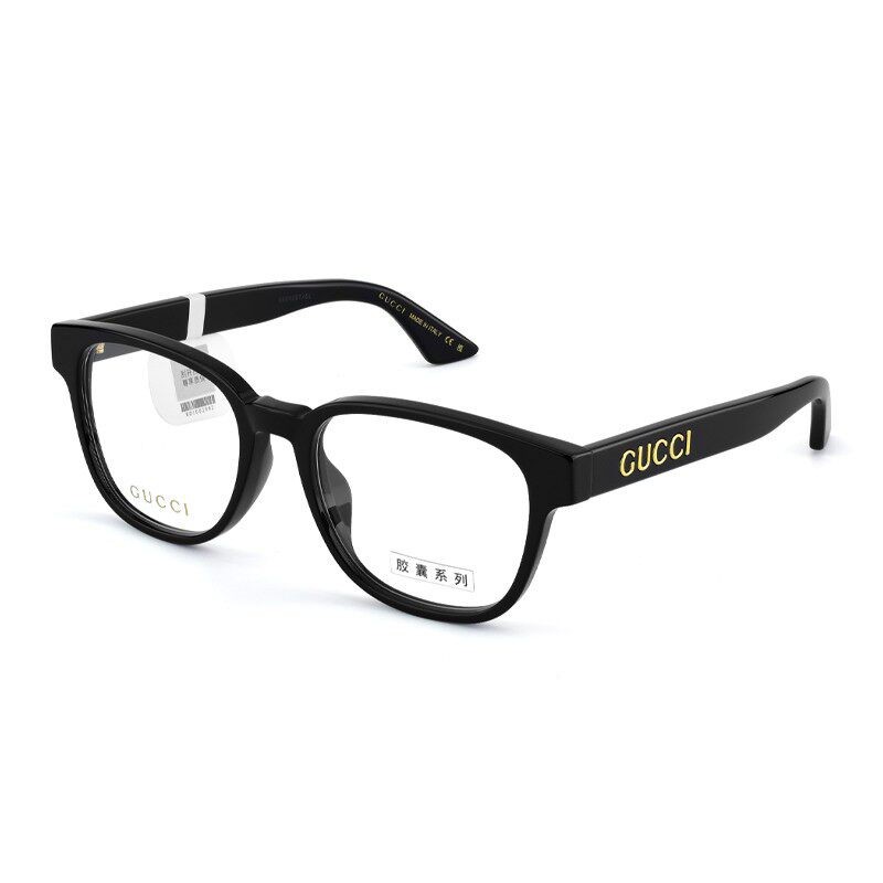 Gucci古驰眼镜框男张凌赫同款立体Logo黑色眼镜架可配度数GG1746