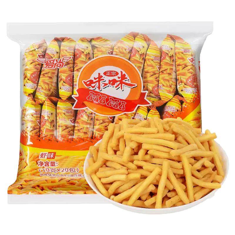 爱尚咪咪虾条蟹味粒80包好吃的解馋小零食休闲食品小吃大礼包年货