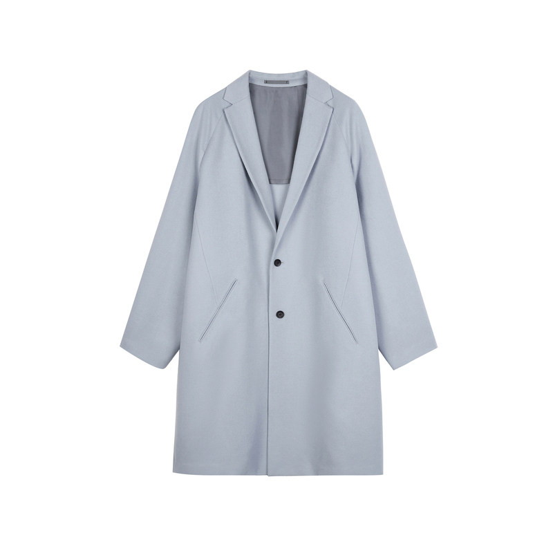 速写男装秋冬新款毛呢外套西装领中长款平驳领羊绒大衣 9N0813