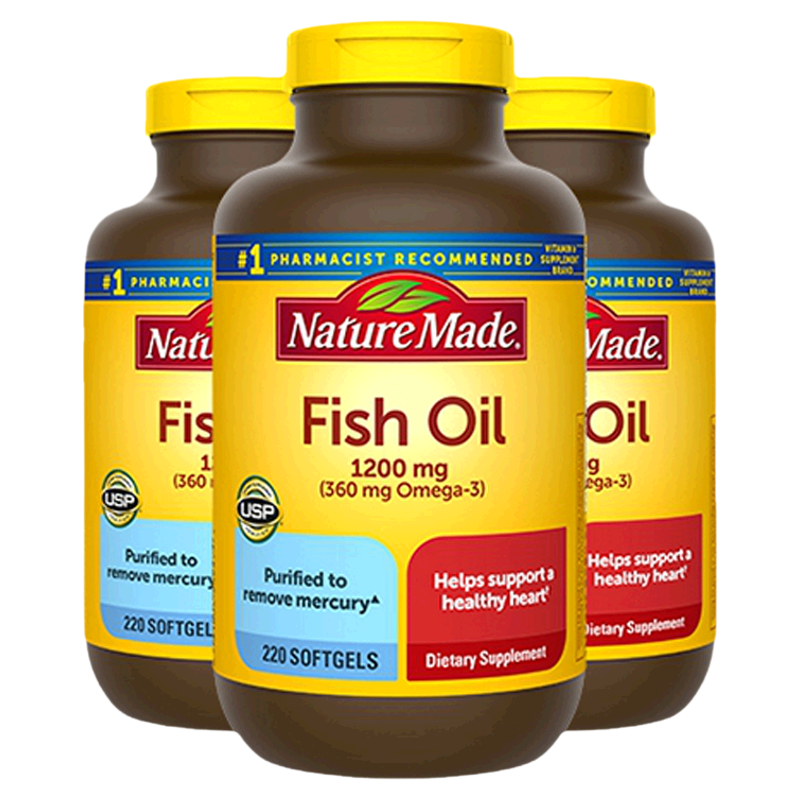 美国进口NatureMade天维美深海鱼油Omega3软胶囊fish oil成人*3瓶