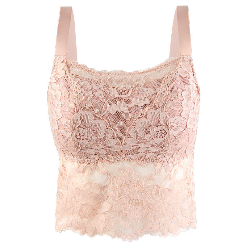 安娜蜜语蕾丝内衣大胸显小防走光性感高级美背抹胸女薄款大码文胸