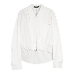 新款 女2025秋季 设计感时髦独特衬衣 设计感纯棉拉链衬衫 ELLE法式