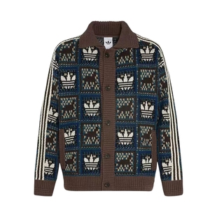 阿迪达斯三叶草何与同款马年毛衣男女慵懒风宽松开衫针织 KT0715