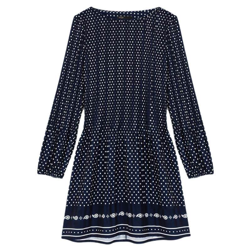 新品首降|Maje2026夏季新款女装法式多色波点圆领短款长袖连衣裙