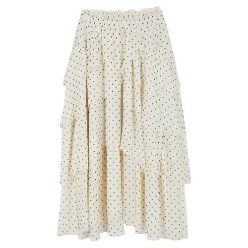 SLY 春季新品甜美日系波点不规则层叠半身长裙030IAR31-3601