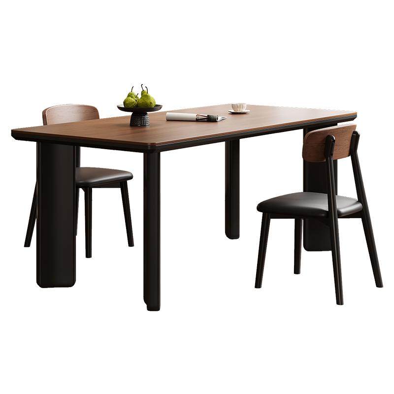 政府补贴蓝色理想实木餐桌黑胡桃木桌复古家用长方形餐厅桌椅组合