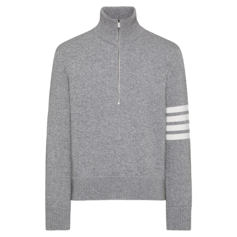 半高领半拉链套头针织