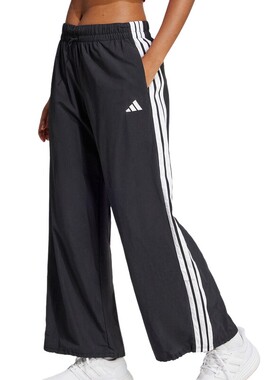 adidas阿迪达斯女裤春夏新款三条纹梭织阔腿裤直筒长裤JE1306