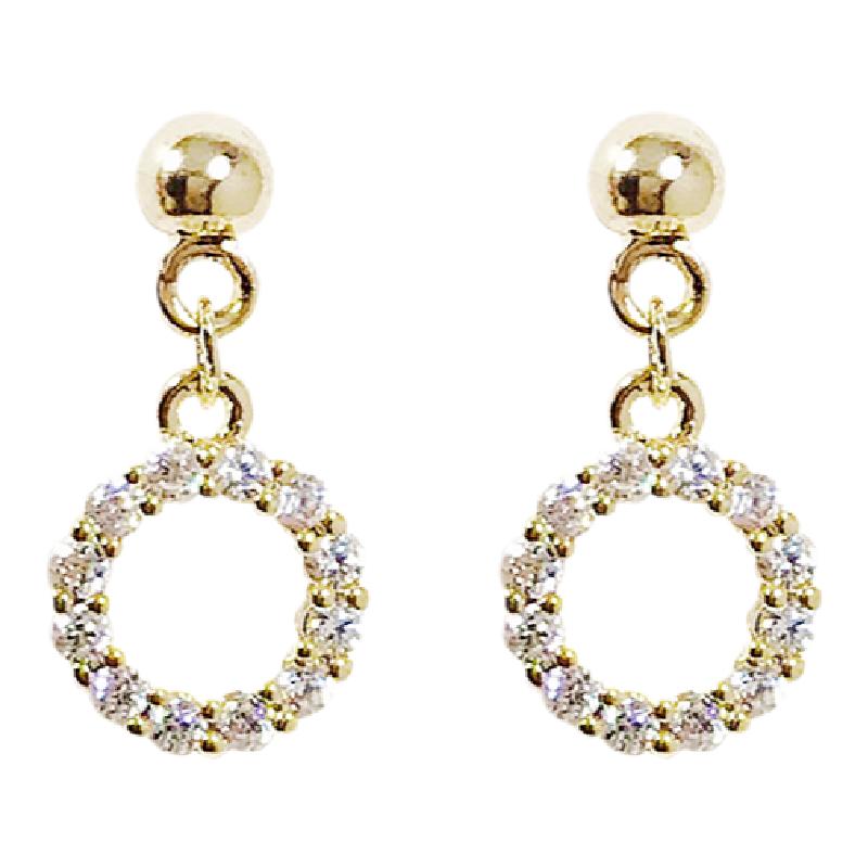 s925银针圆圈几何耳环