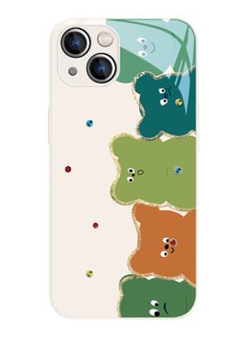 适用苹果17pro刘亦菲同款手机壳13新款iphone14promax夏日苹果16小熊15plus清新12mini可爱11搞怪xr玻璃8全包