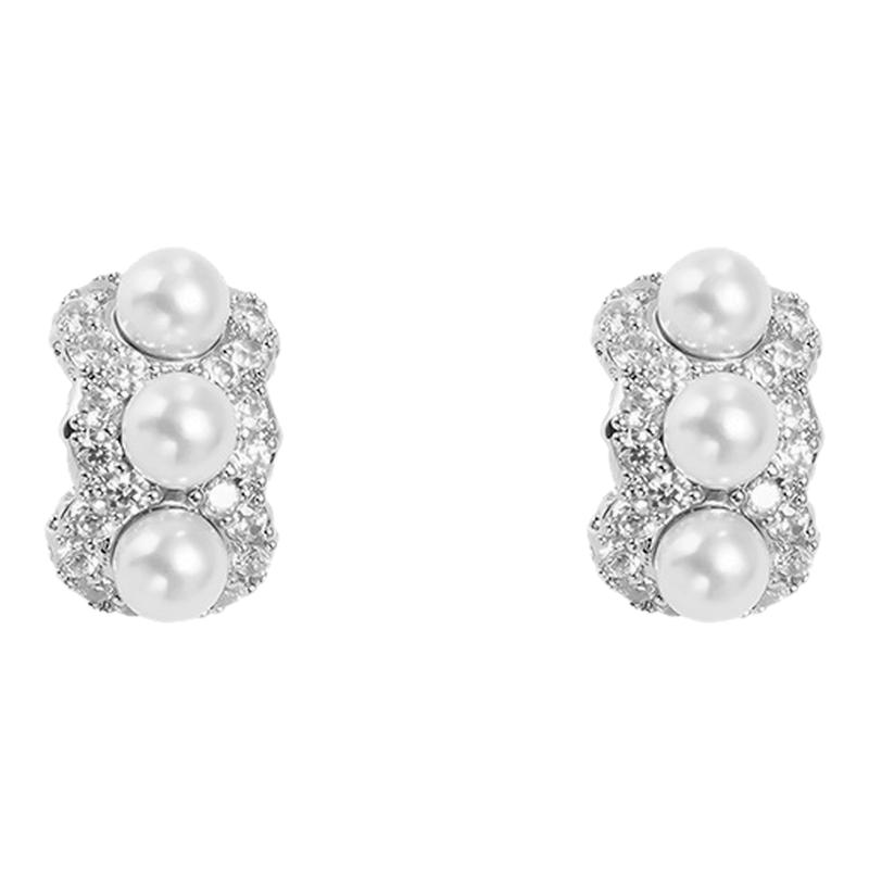 银色珍珠款蚊香盘耳夹