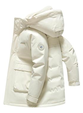 【紫钻系列】鸭鸭中长款羽绒服男2025秋冬新品时尚连帽加厚外套S