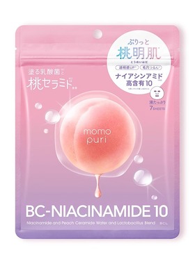 日本BCL/MOMOPURI桃子水光面膜保湿滋润锁水肌肤透亮光彩弹润正品