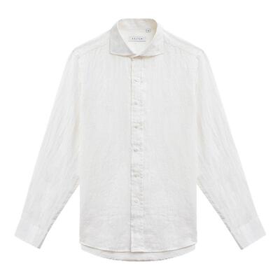 法国亚麻温莎领休闲衬衫长袖男