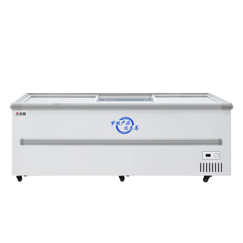 志高冰柜商用冷冻柜卧式玻璃展示柜冷藏岛柜超市大容量冷柜雪糕柜