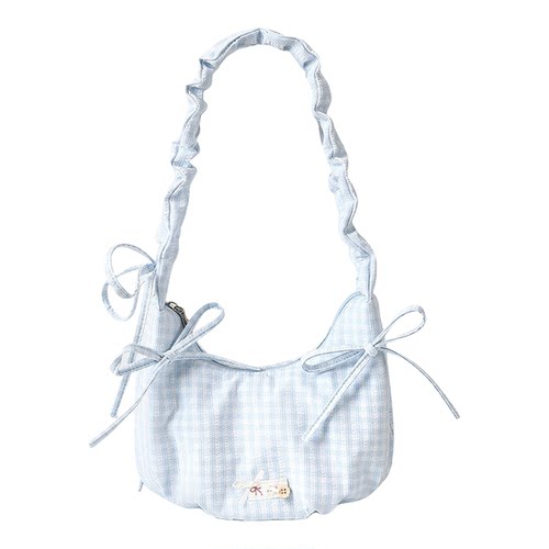 畹町26年夏季烂漫田园系列碎花褶皱包蝴蝶结韩系芭蕾少女腋下包女