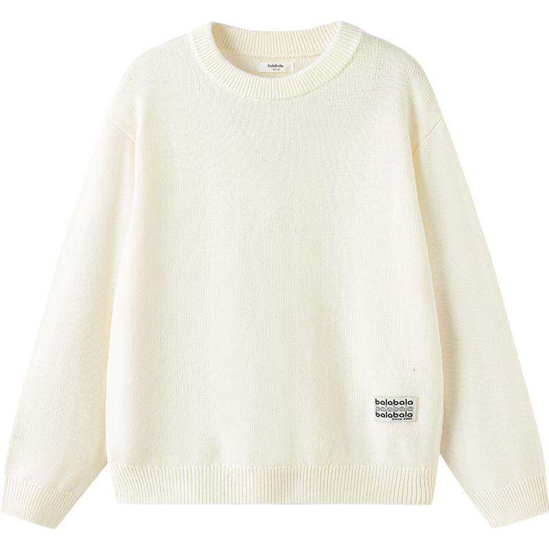 巴拉巴拉儿童针织衫男童女童毛衣秋冬款童装中大童白色套头打底衫