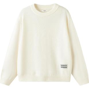 巴拉巴拉儿童针织衫男童女童毛衣秋冬款童装中大童白色套头打底衫
