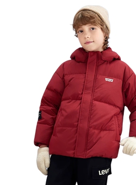 【新年红色】李维斯儿童羽绒服加绒男女童2025冬季新款外套冬装厚