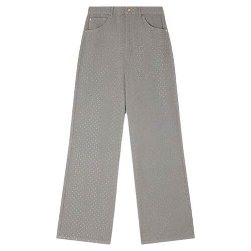 SANDRO棉质仿钻点缀牛仔裤