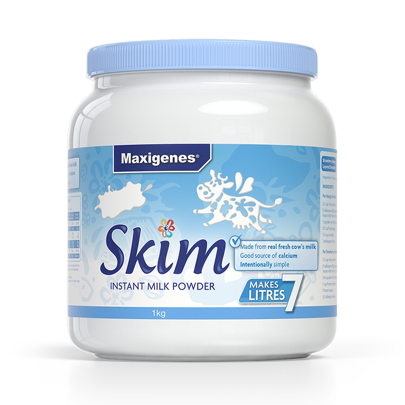 Maxigenes美可卓蓝胖子脱脂奶粉健身无糖高钙成人进口官方正品1kg