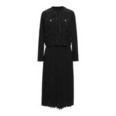 红袖 香风风琴褶圆领两件套连衣裙89124421606 女装 冬季 2024新款