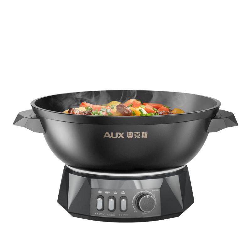 奥克斯铸铁电炒锅家用多功能蒸煮炒炖电锅一体电火锅炒菜锅不粘锅