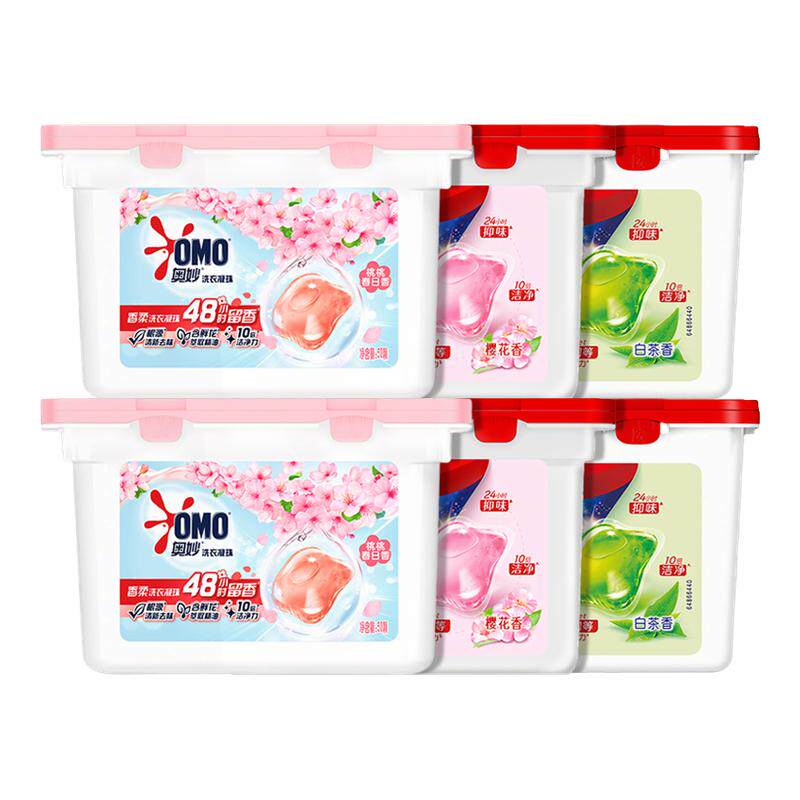 奥妙洗衣凝珠自然工坊白茶除菌樱花持久留香抑菌除螨去渍天然酵素