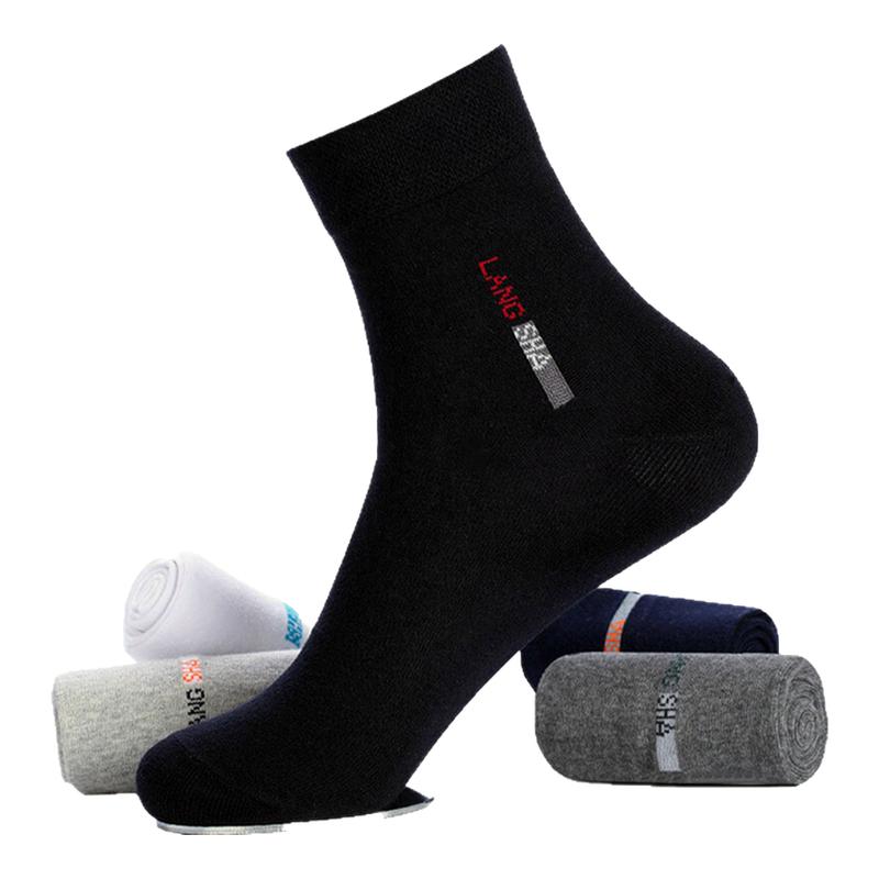 男士纯棉中筒休闲袜浪莎吸汗简约