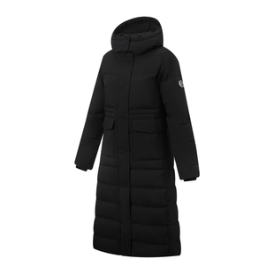 李宁冬季女子80%鸭绒羽绒服防泼水锁温保暖运动长羽绒服女AYMV232