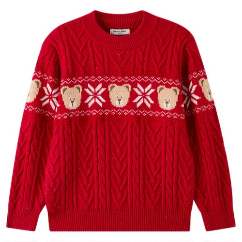【圣诞】PawinPaw卡通小熊童装25年秋冬新款男女童圆领毛衣针织衫