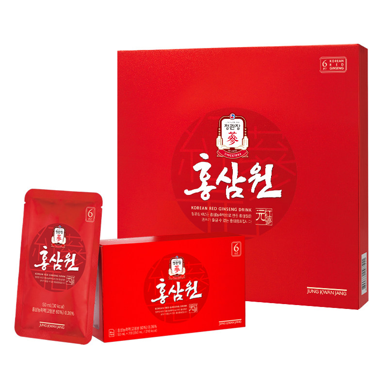 正官庄韩国6年根高丽参元红参液滋补人参礼盒50ml*42包效期至26.5