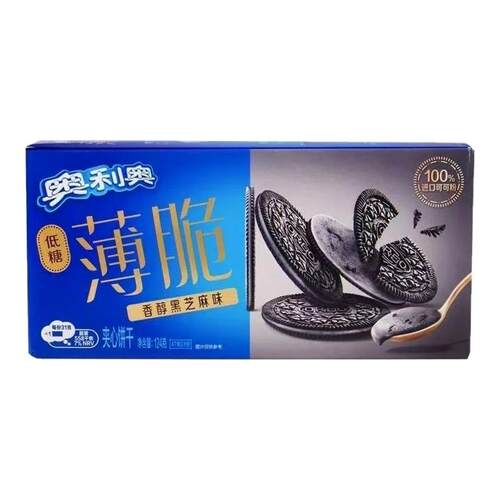 奥利奥薄脆低糖黑芝麻味巧克力夹心饼干黑巧味休闲解馋零食